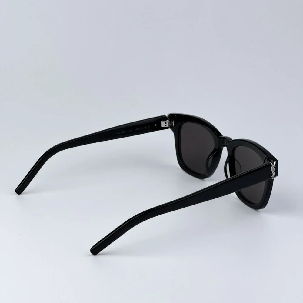 Saint Laurent SLM124 001 BRAND NEW Sunglasses Black Grey Square Unisex